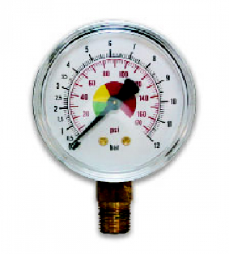 Манометр 1/4", 63 мм, 12 бар, радиальный, цветная шкала VEPA M420/1